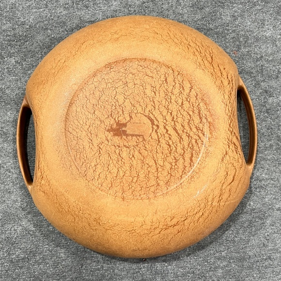 FINAL PRICE MCM ELLINGERS Agatized Wood Serving Bowl Cut Out Handles - Picture 2 of 3